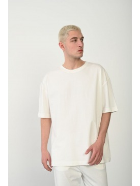 Unisex Basic Bisiklet Yaka Oversize T-Shirt - Beyaz